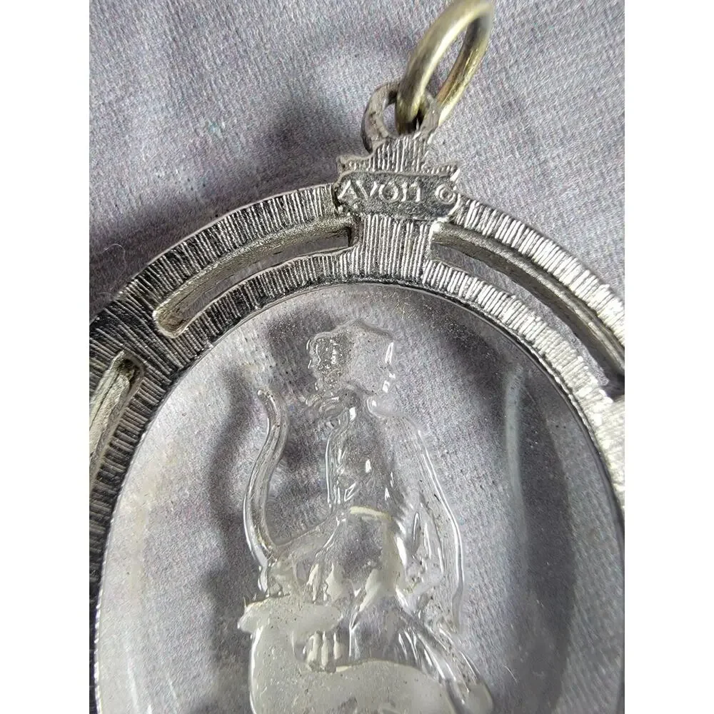 Vintage 1973 Avon Diana the Huntress Reverse Carved Goddess Cameo Pendant